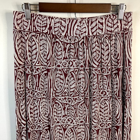 LOFT Womens Maroon and White Boho Geometric Leaf Print Maxi Skirt Size Medium - Picture 2 of 5
